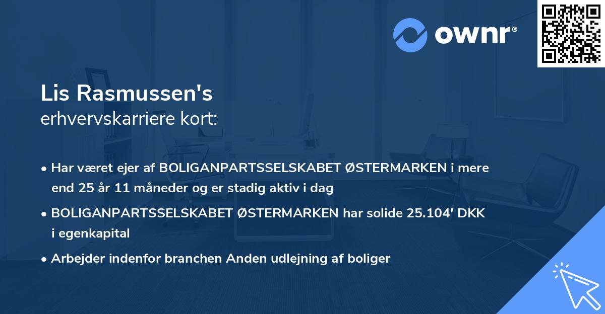Lis Rasmussen's erhvervskarriere kort