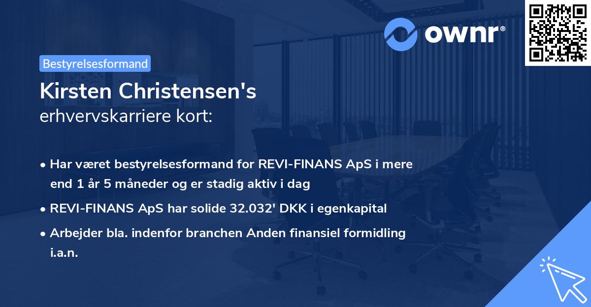 Kirsten Christensen's erhvervskarriere kort