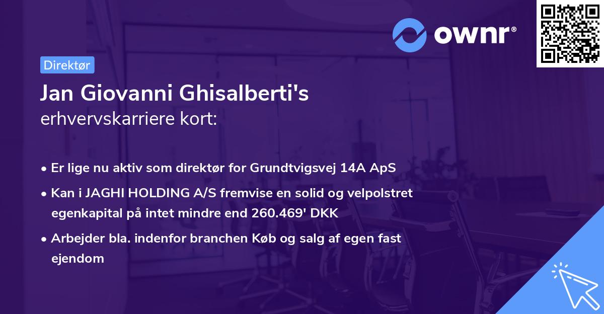 Jan Giovanni Ghisalberti's erhvervskarriere kort