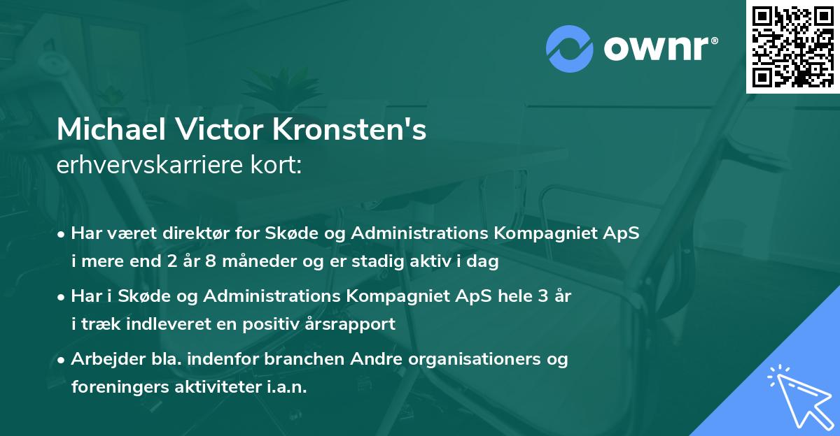 Michael Victor Kronsten's erhvervskarriere kort