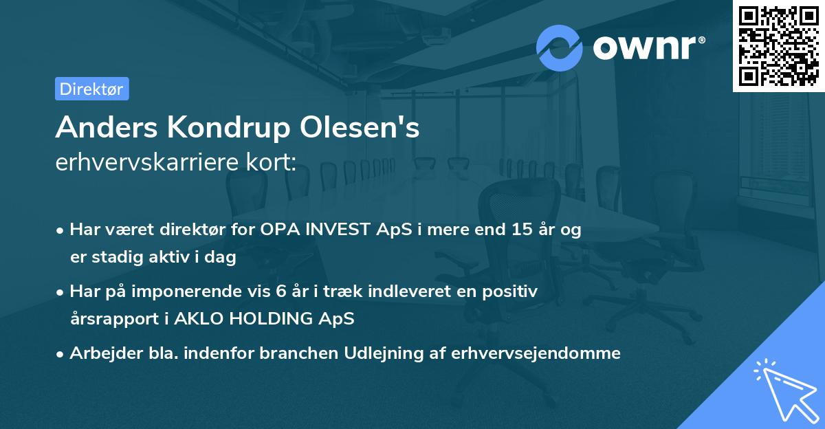 Anders Kondrup Olesen's erhvervskarriere kort