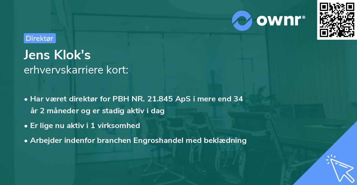 Jens Klok's erhvervskarriere kort