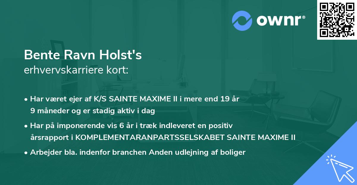 Bente Ravn Holst's erhvervskarriere kort