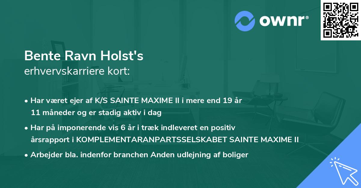 Bente Ravn Holst's erhvervskarriere kort