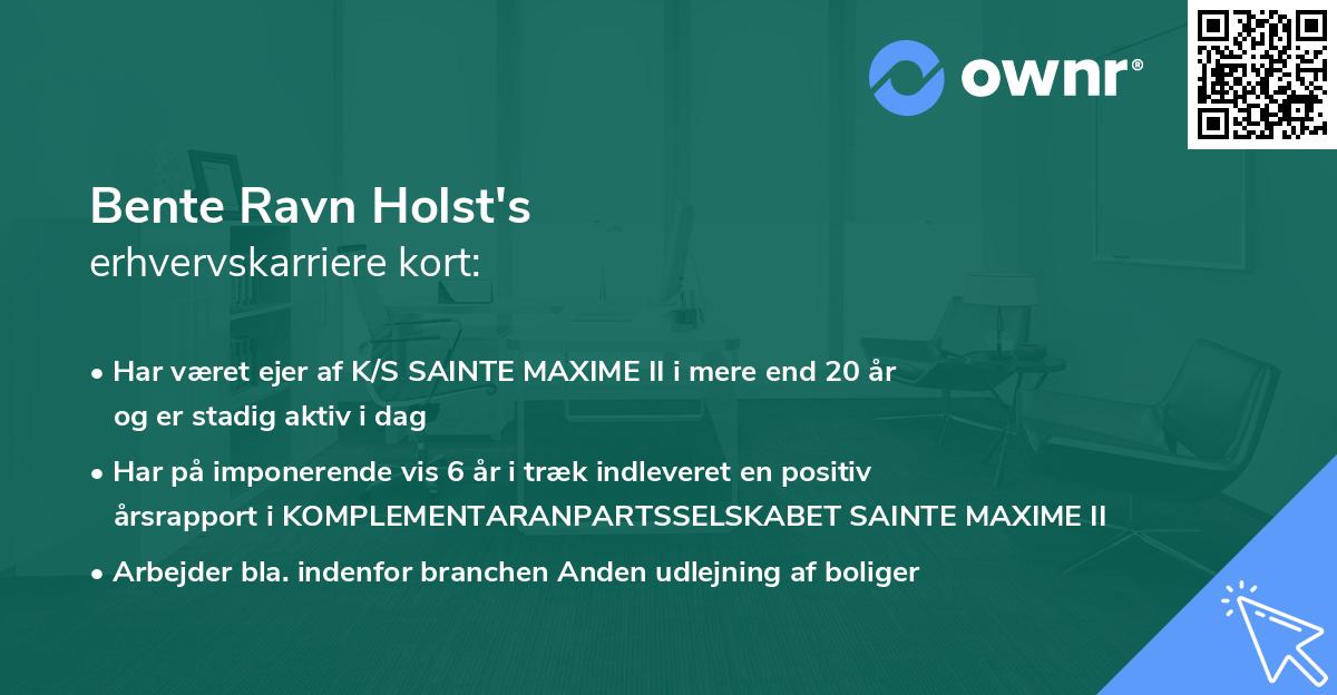 Bente Ravn Holst's erhvervskarriere kort