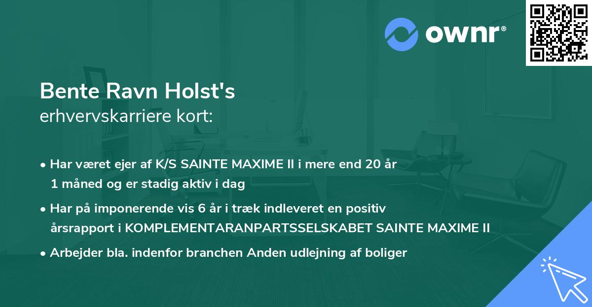 Bente Ravn Holst's erhvervskarriere kort