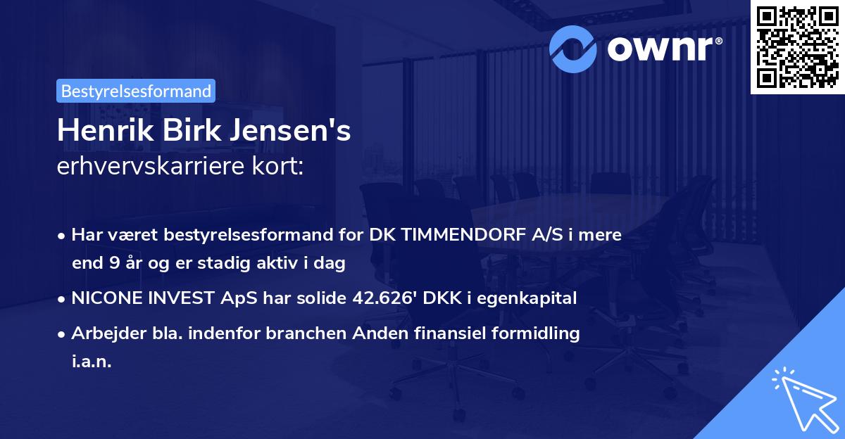 Henrik Birk Jensen's erhvervskarriere kort