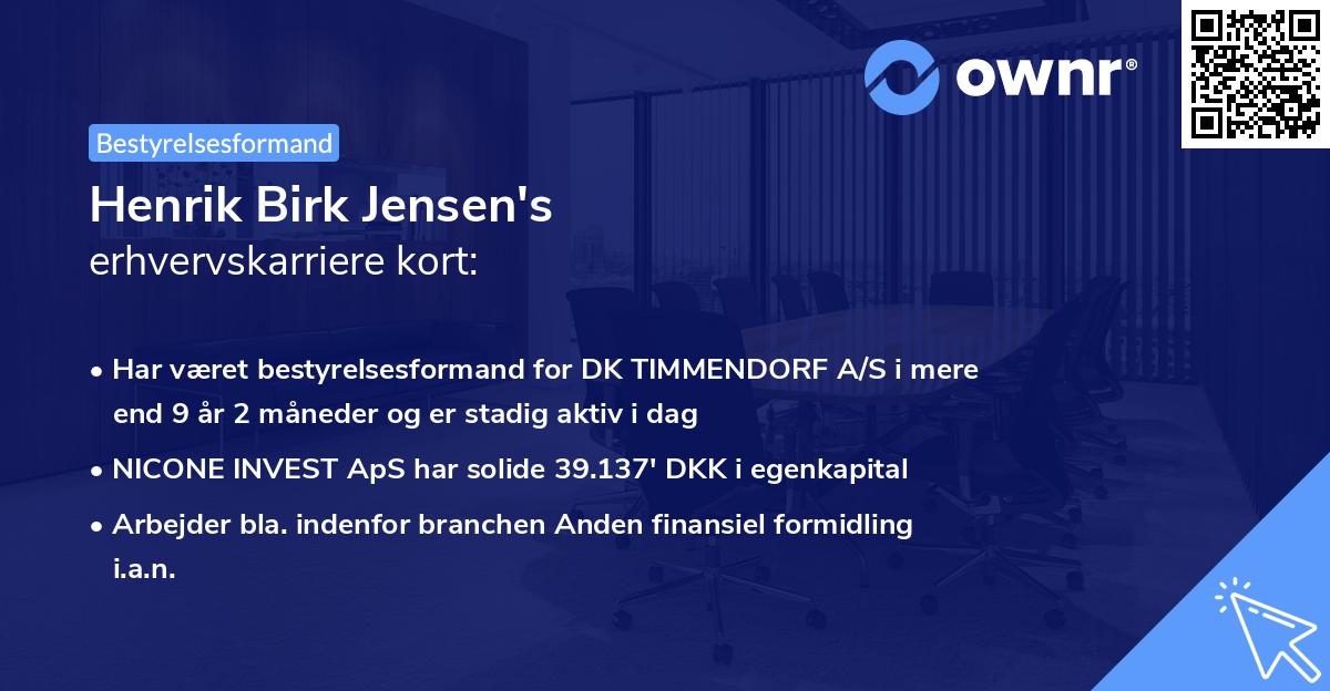 Henrik Birk Jensen's erhvervskarriere kort