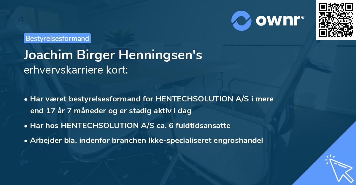 Joachim Birger Henningsen's erhvervskarriere kort