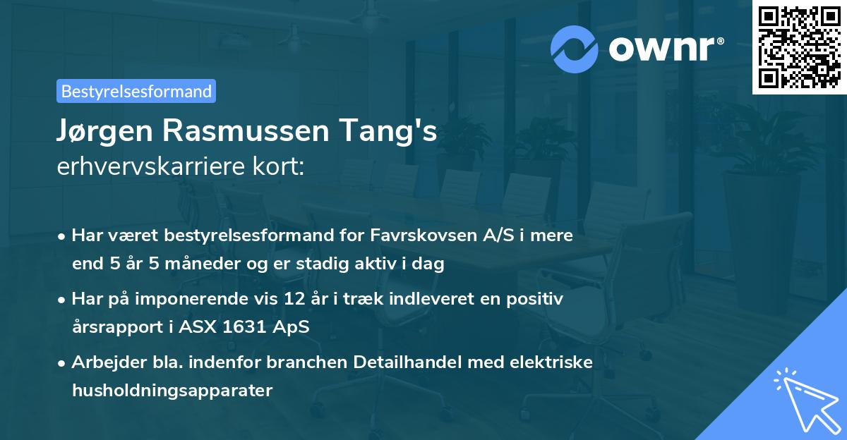 Jørgen Rasmussen Tang's erhvervskarriere kort