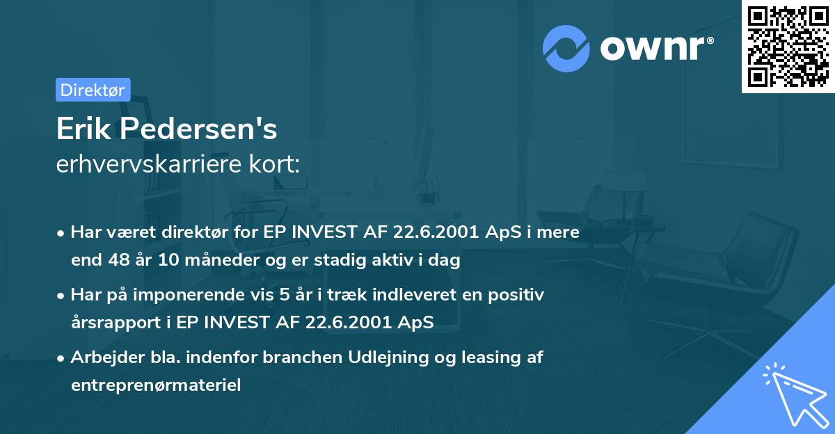 Erik Pedersen's erhvervskarriere kort