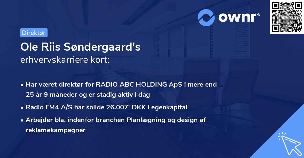 Ole Riis Søndergaard's erhvervskarriere kort