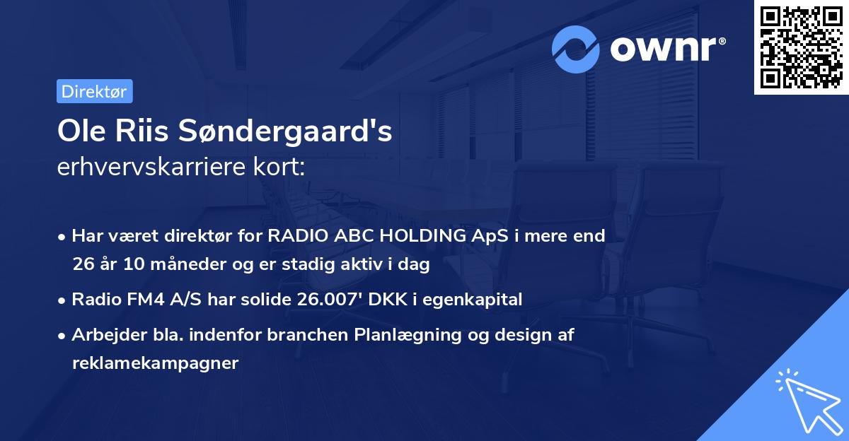 Ole Riis Søndergaard's erhvervskarriere kort