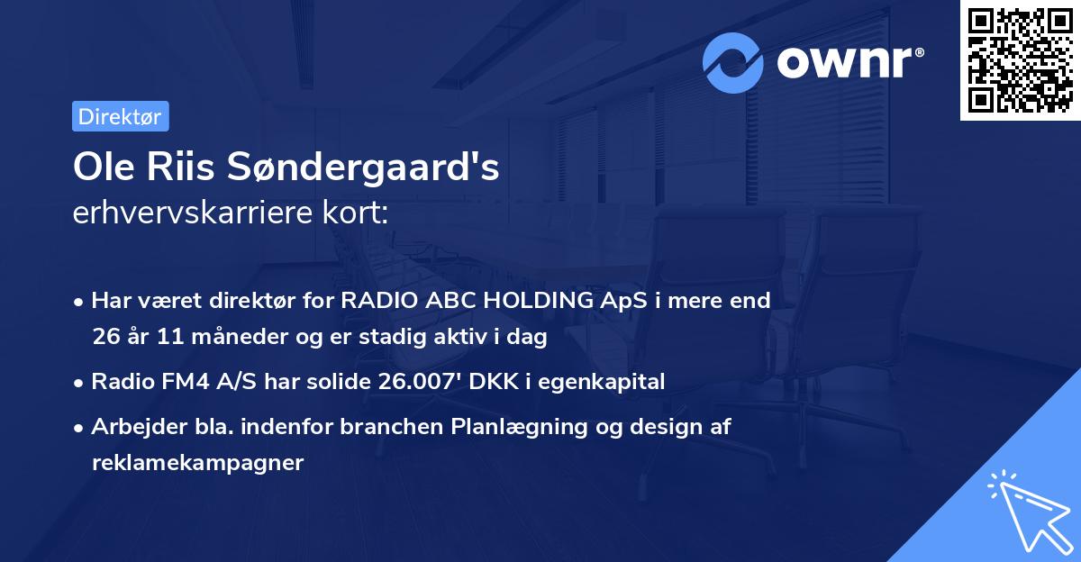 Ole Riis Søndergaard's erhvervskarriere kort