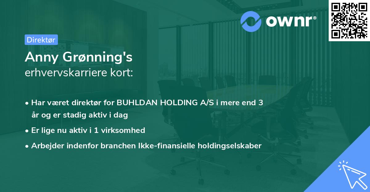 Anny Grønning's erhvervskarriere kort