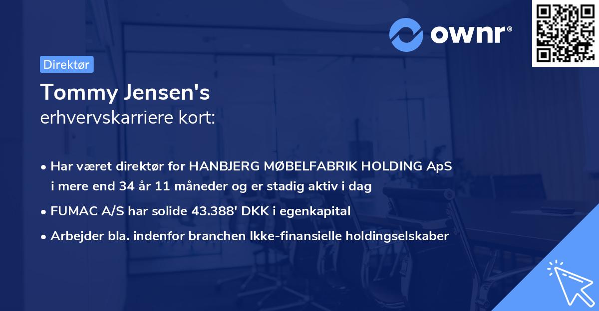 Tommy Jensen's erhvervskarriere kort