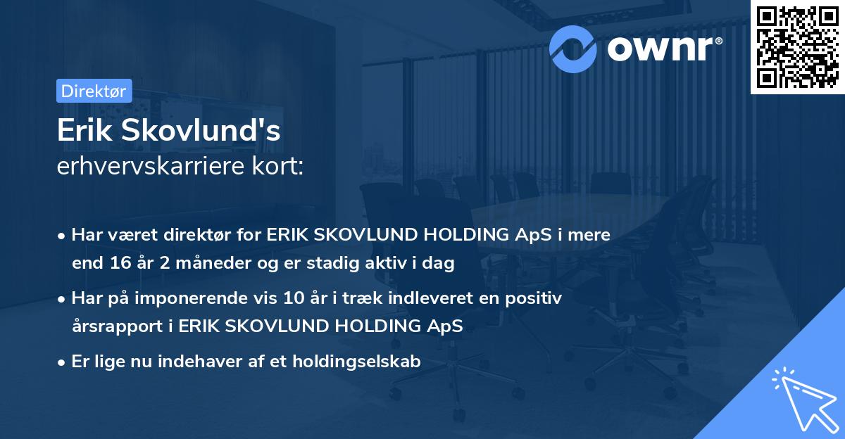 Erik Skovlund's erhvervskarriere kort