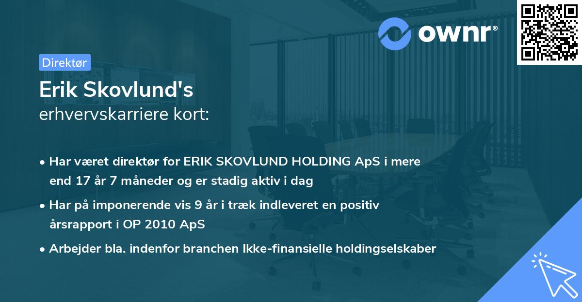 Erik Skovlund's erhvervskarriere kort
