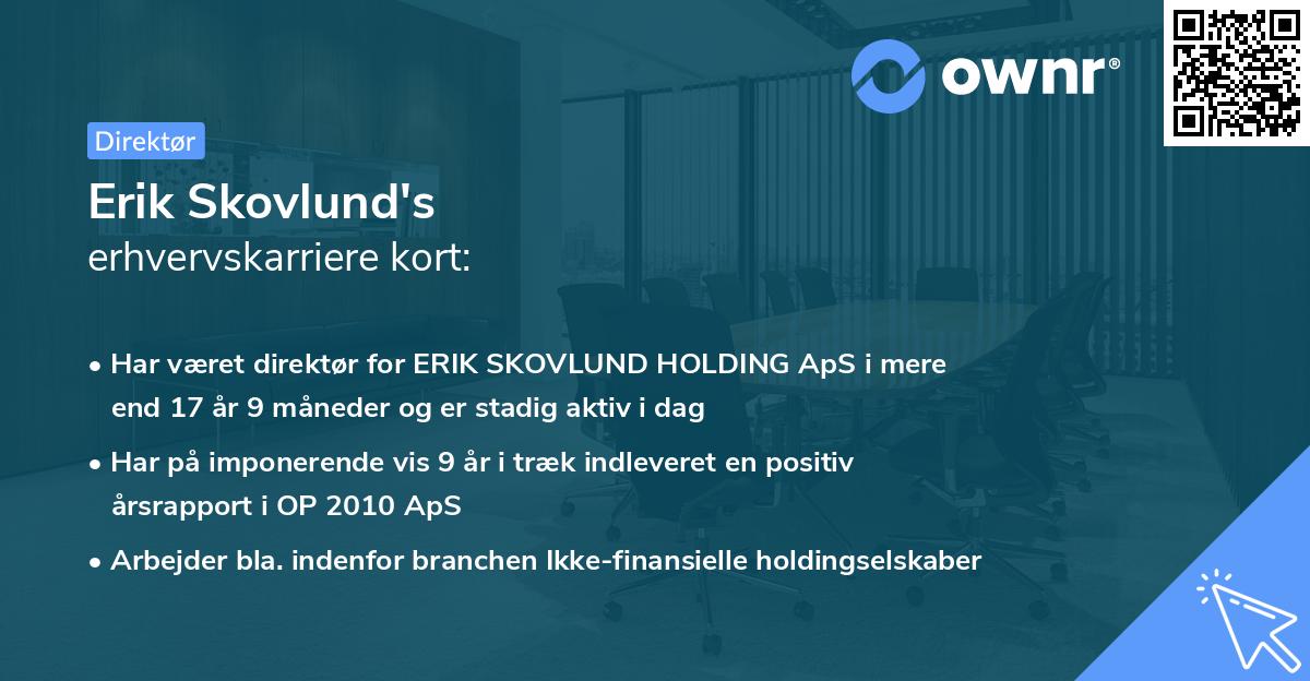 Erik Skovlund's erhvervskarriere kort