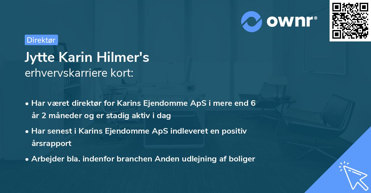Jytte Karin Hilmer's erhvervskarriere kort