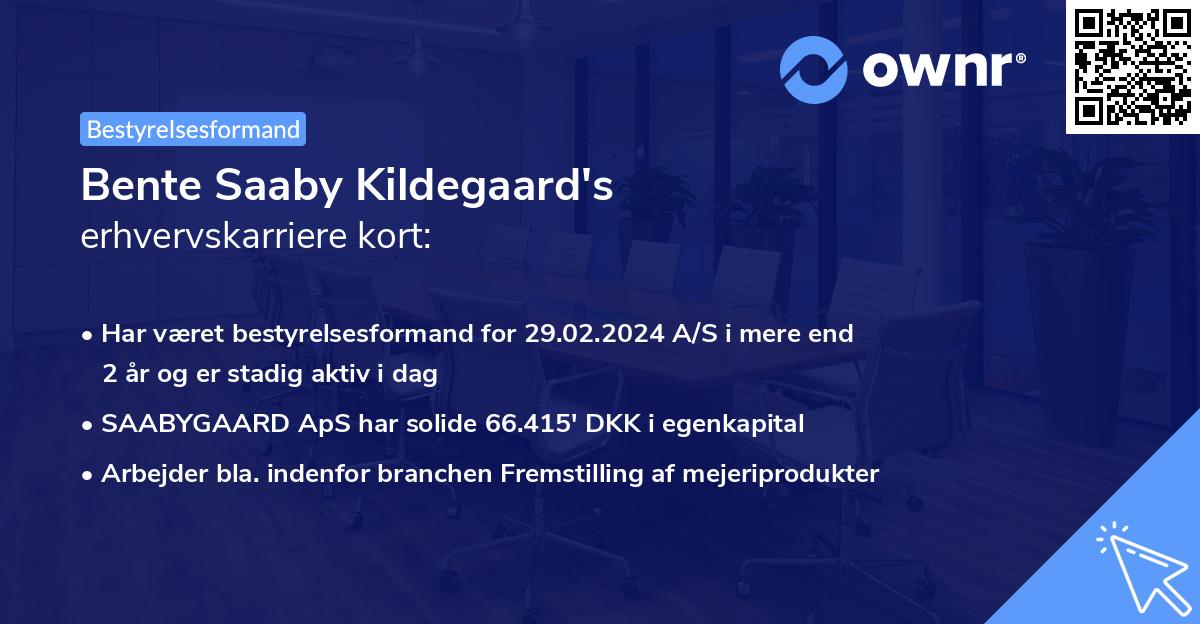 Bente Saaby Kildegaard's erhvervskarriere kort