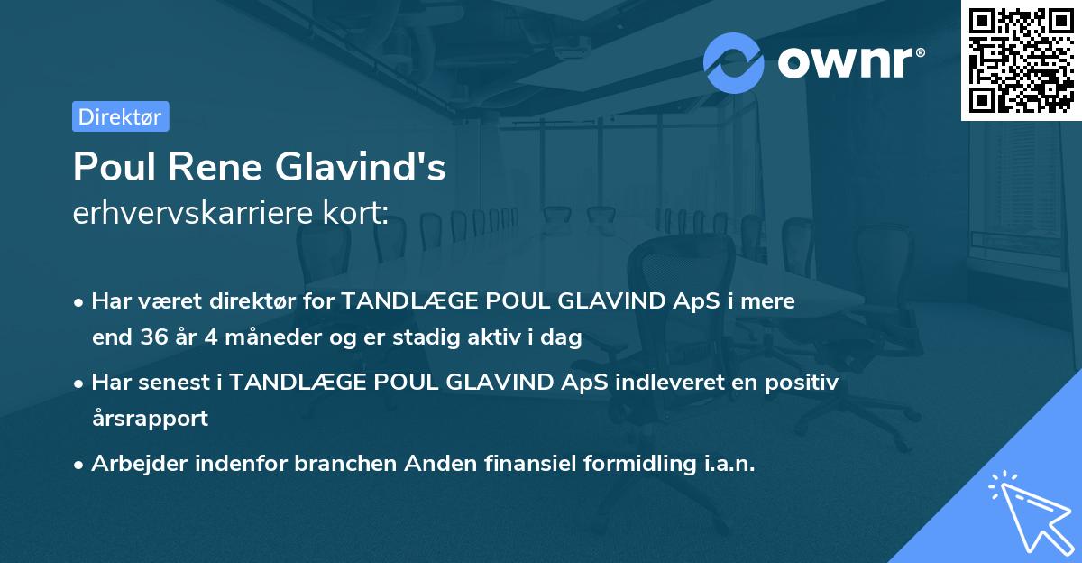 Poul Rene Glavind's erhvervskarriere kort