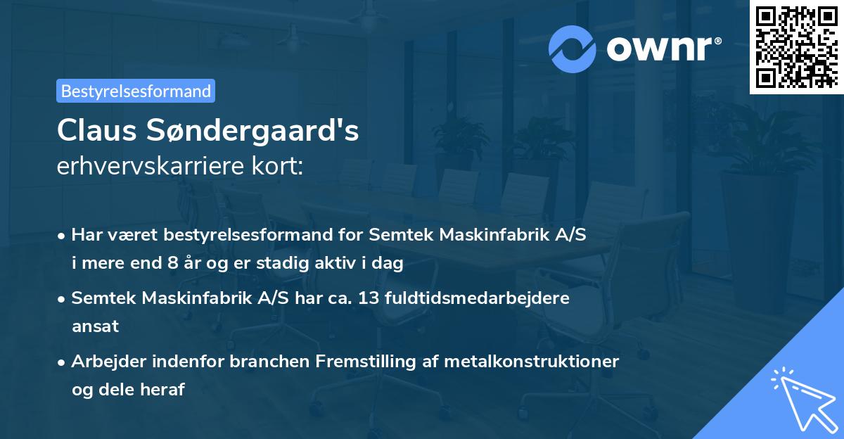 Claus Søndergaard's erhvervskarriere kort