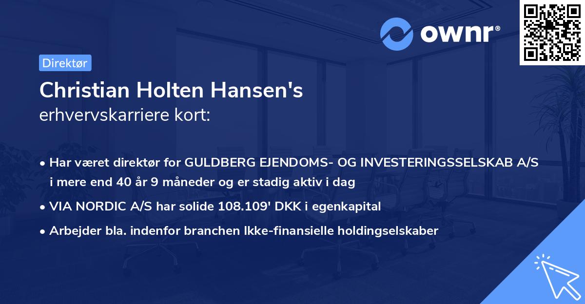 Christian Holten Hansen's erhvervskarriere kort
