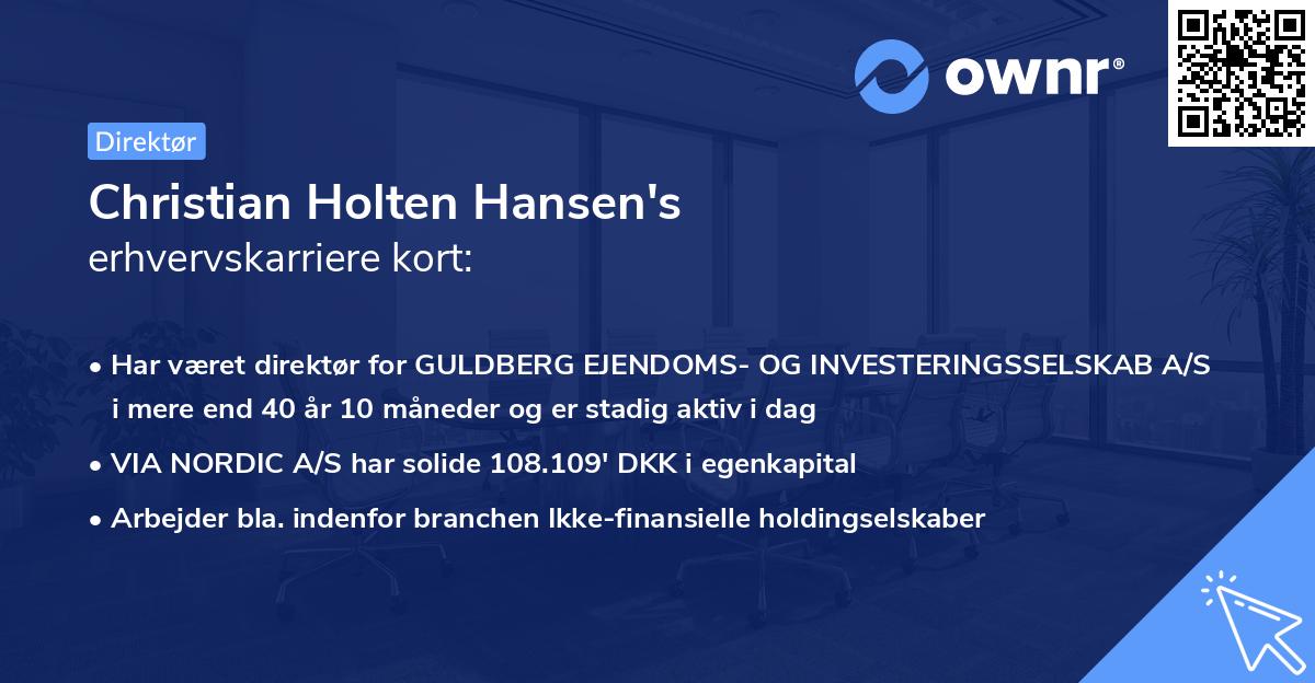 Christian Holten Hansen's erhvervskarriere kort