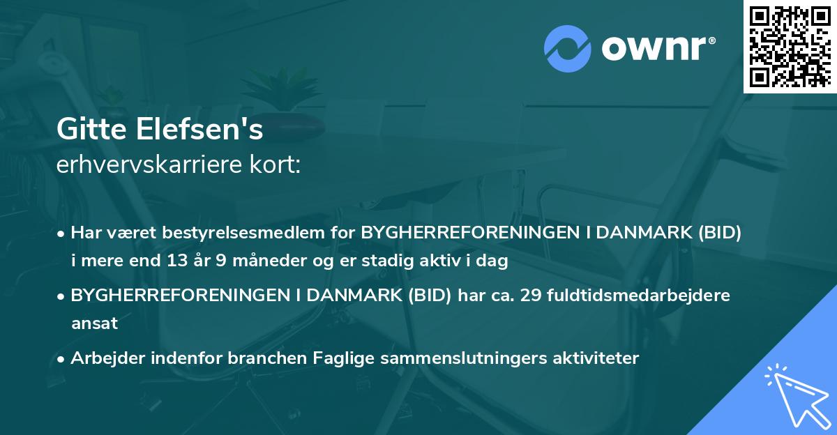 Gitte Elefsen's erhvervskarriere kort