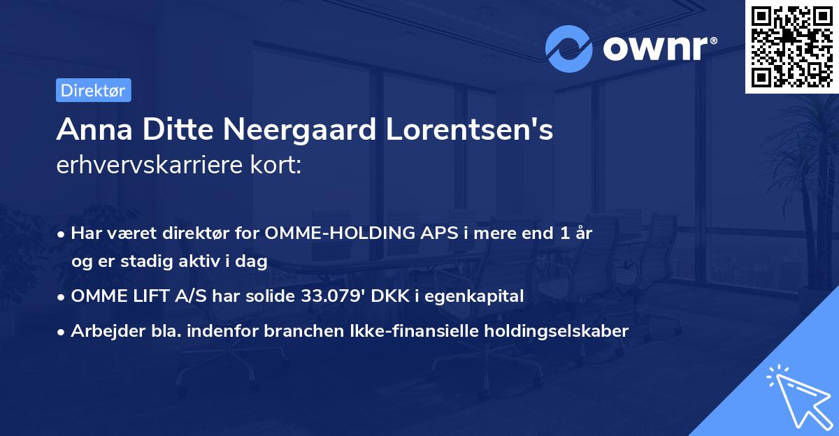 Anna Ditte Neergaard Lorentsen's erhvervskarriere kort