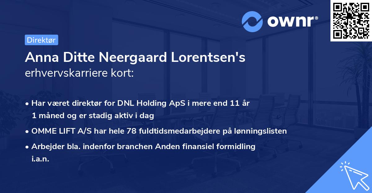 Anna Ditte Neergaard Lorentsen's erhvervskarriere kort