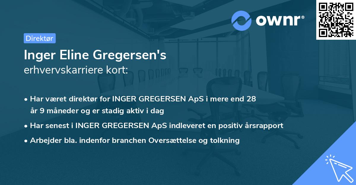 Inger Eline Gregersen's erhvervskarriere kort