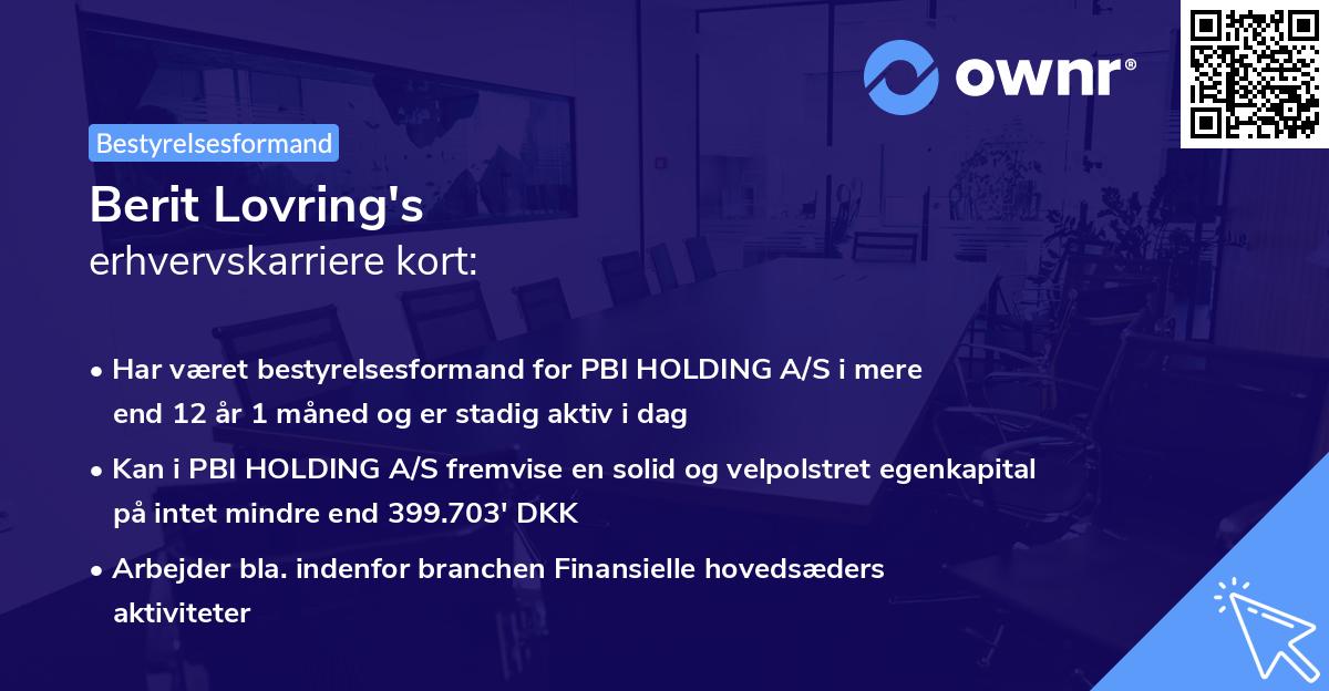 Berit Lovring's erhvervskarriere kort