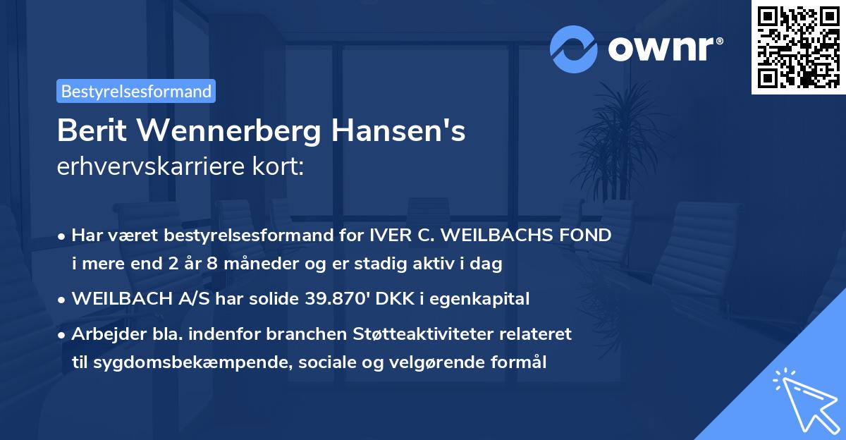 Berit Wennerberg Hansen's erhvervskarriere kort
