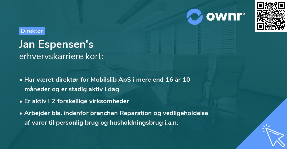 Jan Espensen's erhvervskarriere kort