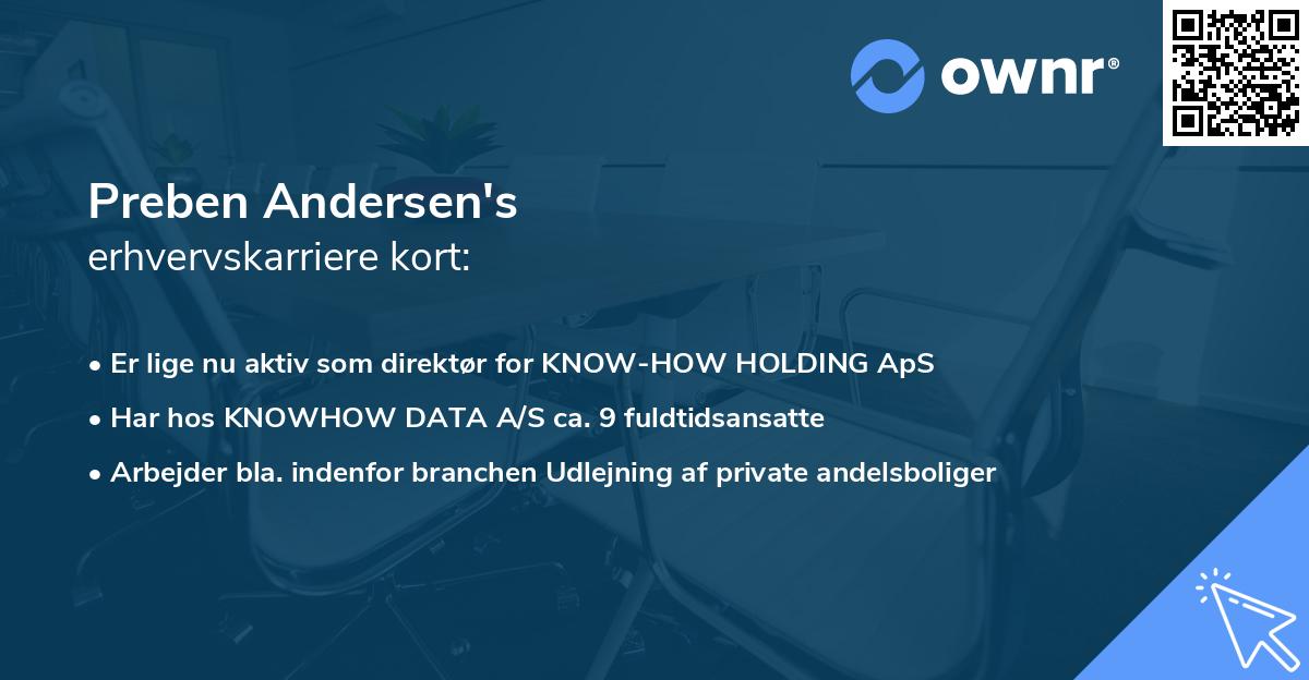 Preben Andersen's erhvervskarriere kort