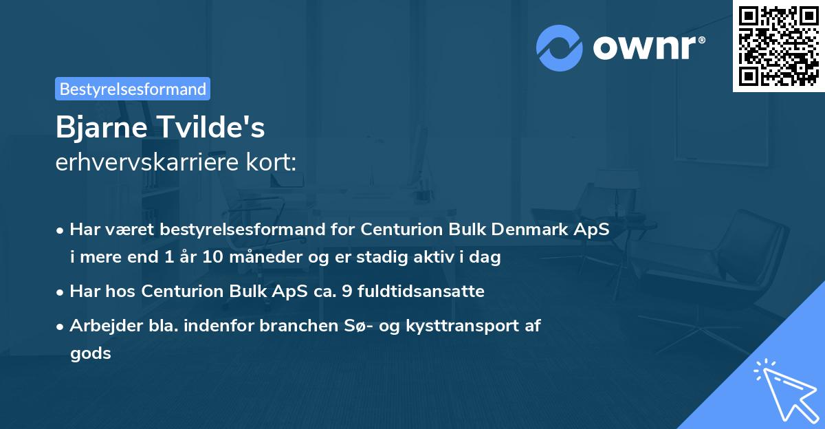 Bjarne Tvilde's erhvervskarriere kort