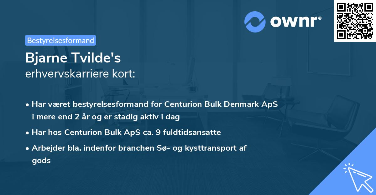 Bjarne Tvilde's erhvervskarriere kort