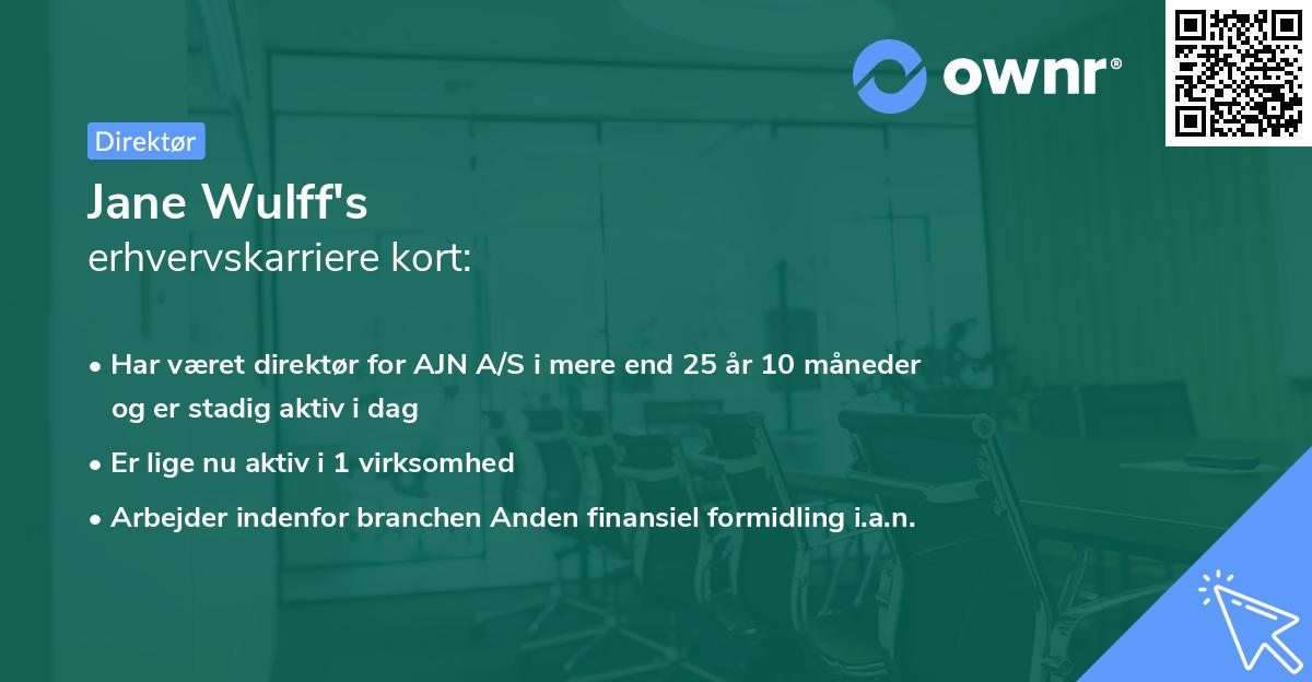 Jane Wulff's erhvervskarriere kort