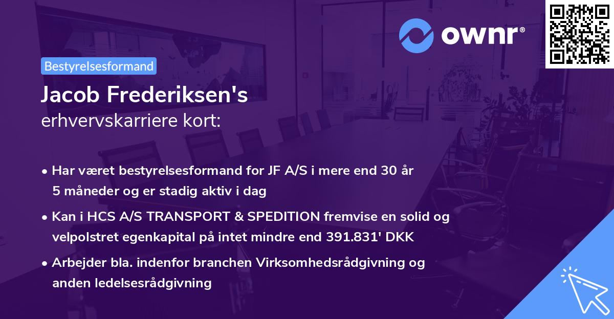 Jacob Frederiksen's erhvervskarriere kort