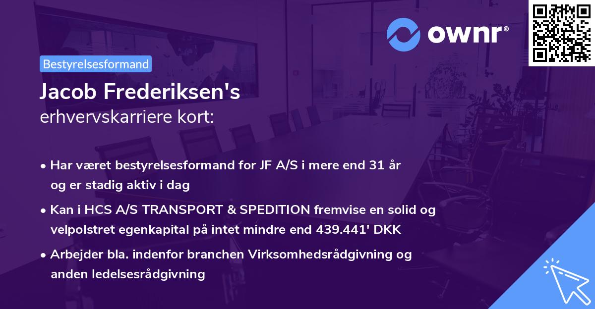 Jacob Frederiksen's erhvervskarriere kort