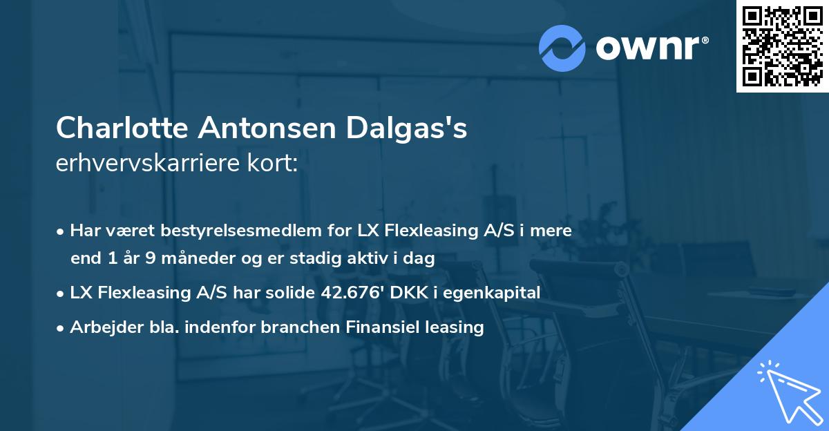 Charlotte Antonsen Dalgas's erhvervskarriere kort