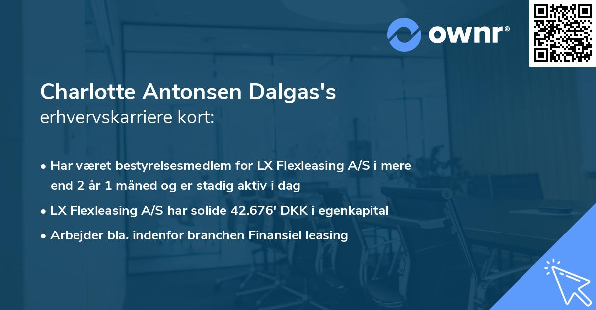 Charlotte Antonsen Dalgas's erhvervskarriere kort