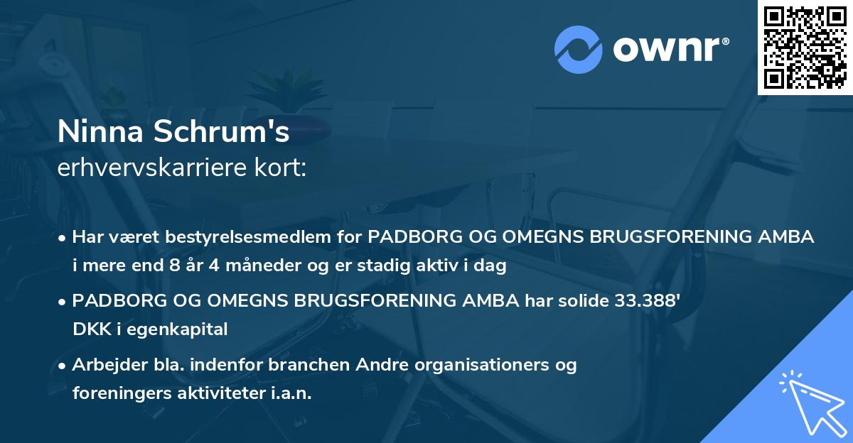 Ninna Schrum's erhvervskarriere kort