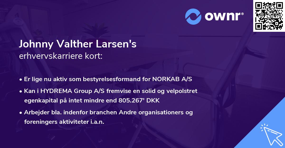 Johnny Valther Larsen's erhvervskarriere kort