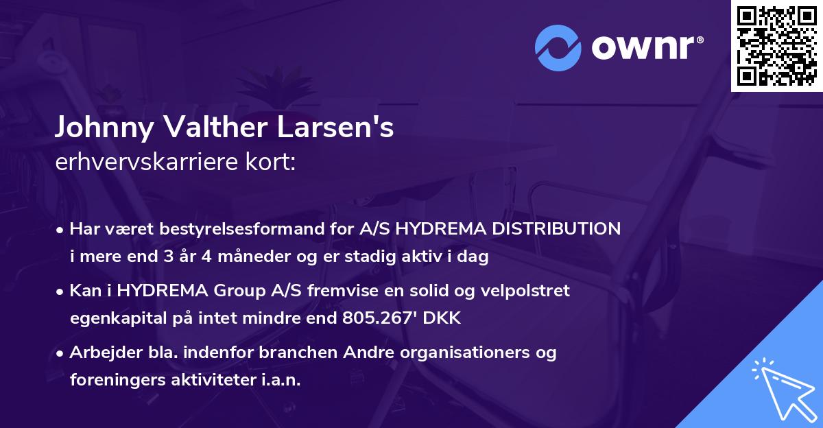 Johnny Valther Larsen's erhvervskarriere kort