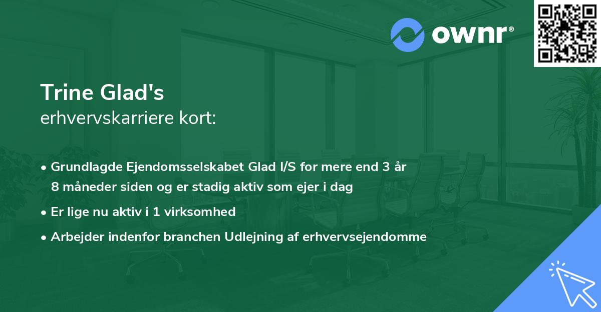 Trine Glad's erhvervskarriere kort