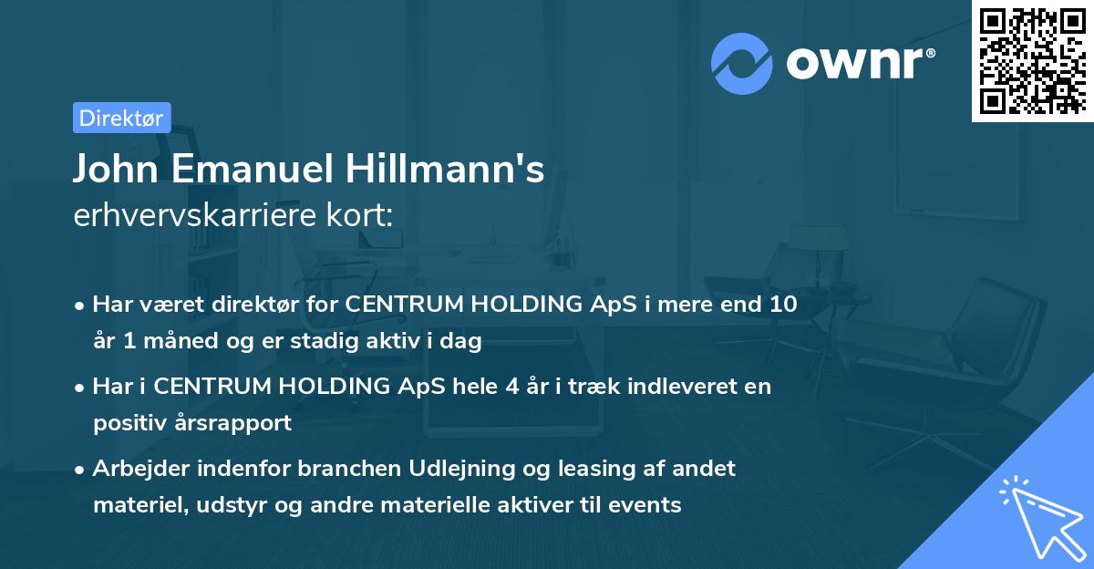John Emanuel Hillmann's erhvervskarriere kort