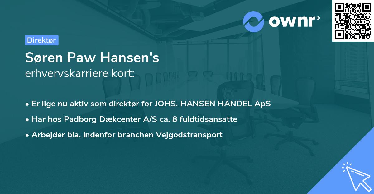 Søren Paw Hansen's erhvervskarriere kort